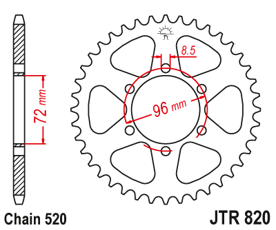 Звездочка ведомая JTR820.42 зубьев