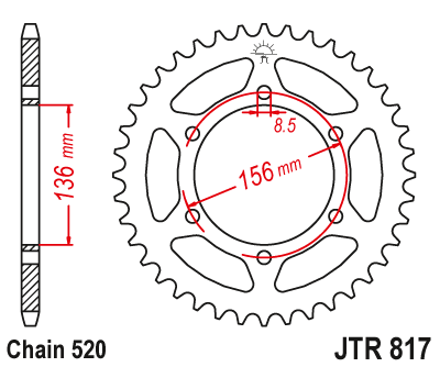 Звездочка ведомая JTR817.46 зубьев