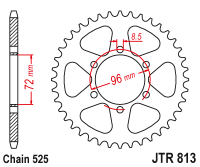 Звездочка ведомая JTR813.39 зубьев