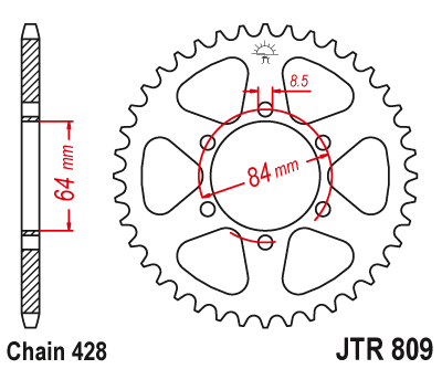 Звездочка ведомая JTR809.44 зубьев