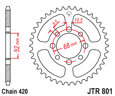 Звездочка ведомая JTR801.26 зубьев