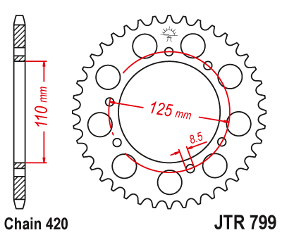 Звездочка ведомая JTR799.50 зубьев