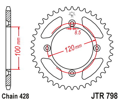Звездочка ведомая JTR798.44 зубьев