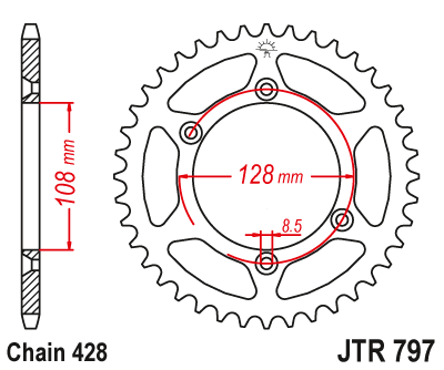 Звездочка ведомая JTR797.51 зубьев