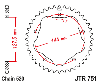 Звездочка ведомая JTR751.38 зубьев