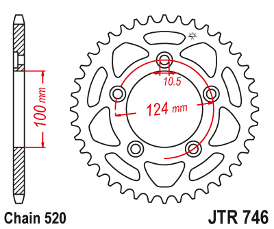Звездочка ведомая JTR746.43 зубьев