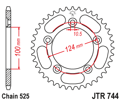 Звездочка ведомая JTR744.36 зубьев