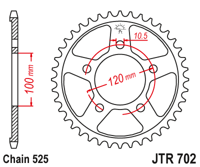 Звездочка ведомая JTR702.40 зубьев