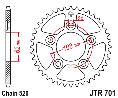 Звездочка ведомая JTR701.38 зубьев