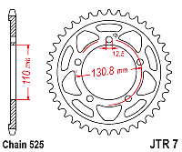 Звездочка ведомая JTR7.44 зубьев