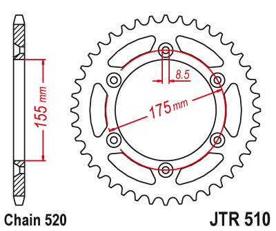 Звездочка ведомая JTR510.46 зубьев
