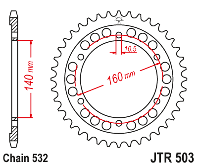 Звездочка ведомая JTR503.45 зубьев