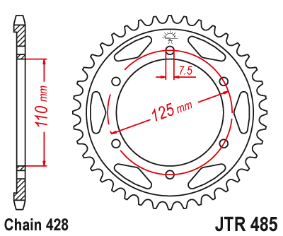 Звездочка ведомая JTR485.46 зубьев