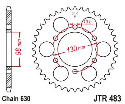 Звездочка ведомая JTR483.33 зубьев