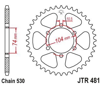 Звездочка ведомая JTR481.40 зубьев