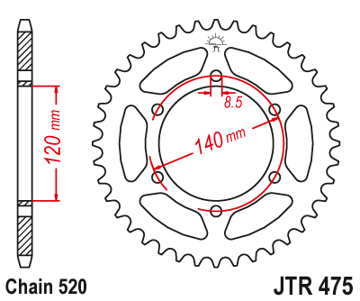 Звездочка ведомая JTR475.40 зубьев