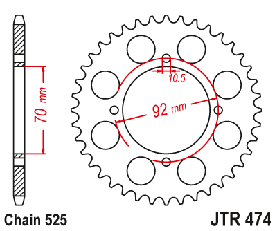 Звездочка ведомая JTR474.48 зубьев