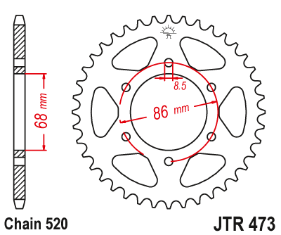 Звездочка ведомая JTR473.37 зубьев