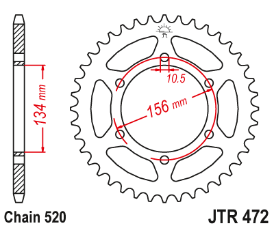 Звездочка ведомая JTR472.40 зубьев