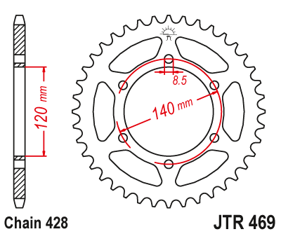 Звездочка ведомая JTR469.44 зубьев