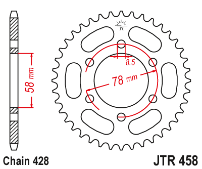 Звездочка ведомая JTR458.36 зубьев