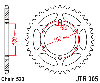 Звездочка ведомая JTR305.46 зубьев