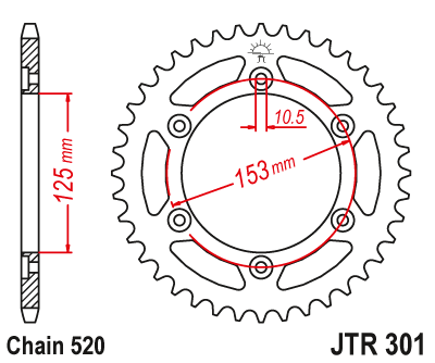 Звездочка ведомая JTR301.39 зубьев