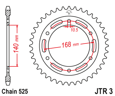 Звездочка ведомая JTR3.41 зубьев