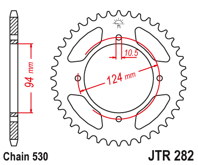 Звездочка ведомая JTR282.34 зубьев