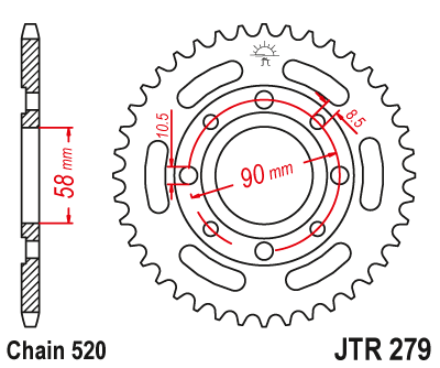Звездочка ведомая JTR279.30 зубьев