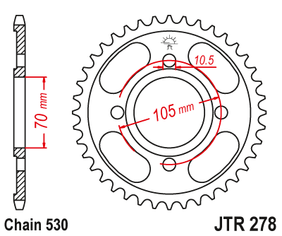Звездочка ведомая JTR278.34 зубьев