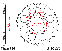 Звездочка ведомая JTR273.39 зубьев