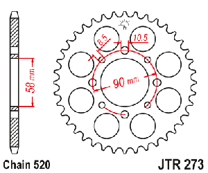 Звездочка ведомая JTR273.39 зубьев