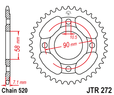 Звездочка ведомая JTR272.31 зубьев