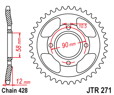Звездочка ведомая JTR271.50 зубьев