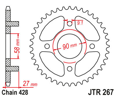 Звездочка ведомая JTR267.39 зубьев