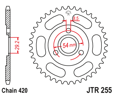 Звездочка ведомая JTR255.26 зубьев