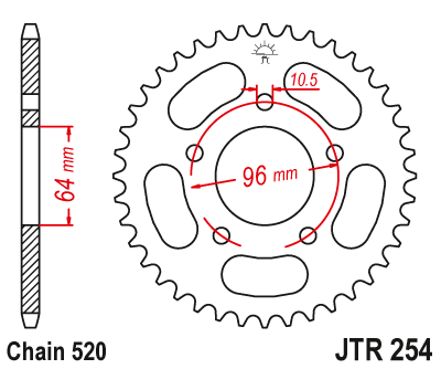 Звездочка ведомая JTR254.37 зубьев