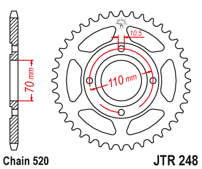 Звездочка ведомая JTR248.44 зубьев