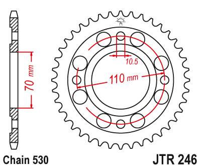 Звездочка ведомая JTR246.34 зубьев