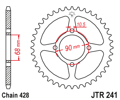 Звездочка ведомая JTR241.45 зубьев