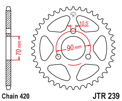 Звездочка ведомая JTR23.47 зубьев