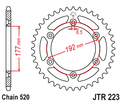 Звездочка ведомая JTR223.48 зубьев