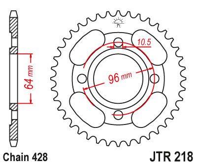 Звездочка ведомая JTR218.44 зубьев
