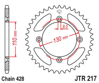 Звездочка ведомая JTR217.49 зубьев