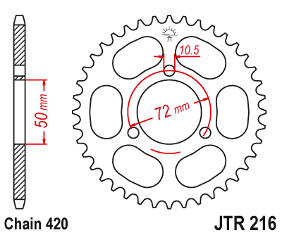 Звездочка ведомая JTR216.36 зубьев