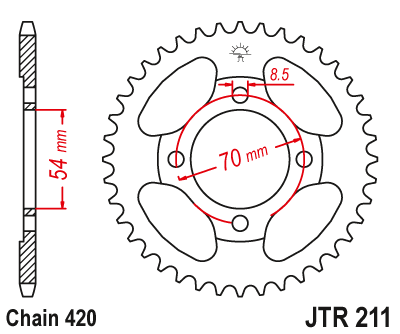 Звездочка ведомая JTR211.34 зубьев