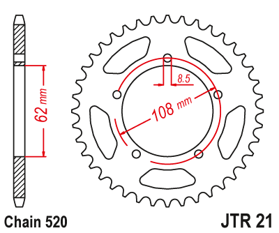 Звездочка ведомая JTR21.40 зубьев