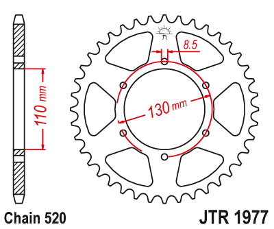 Звездочка ведомая JTR1977.45 зубьев