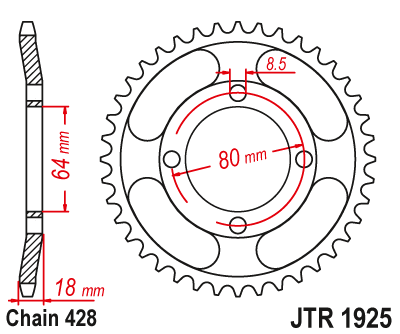 Звездочка ведомая JTR1925.47 зубьев